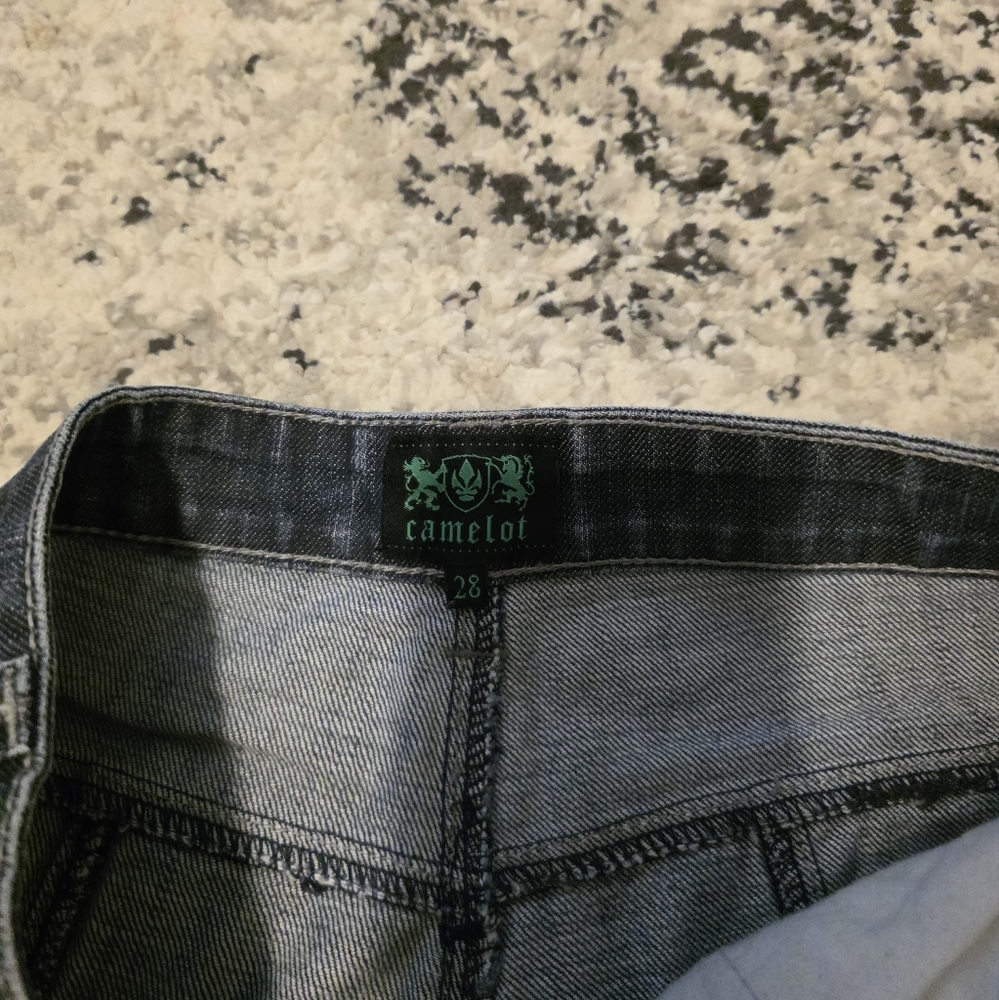 Vintage Y2k Camelot Baggy Crotch Skinny Jeans Mens Size 28 Dark Fade Wash - Picture 4 of 12